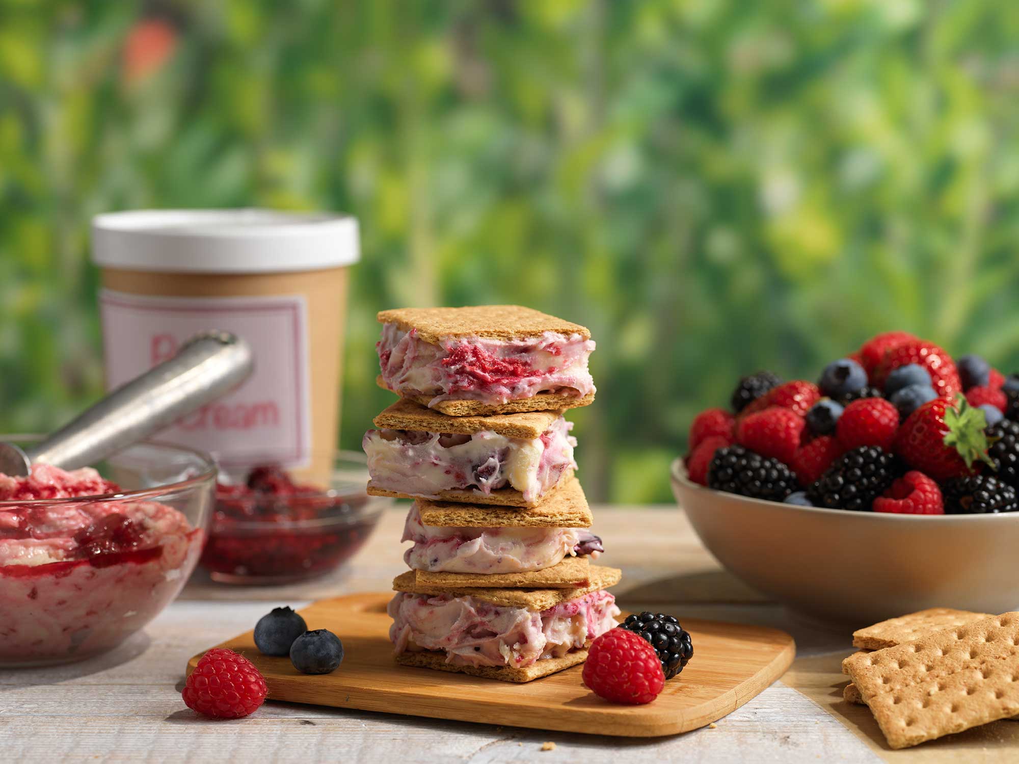 Mixed Berry Ice Cream Sandwiches