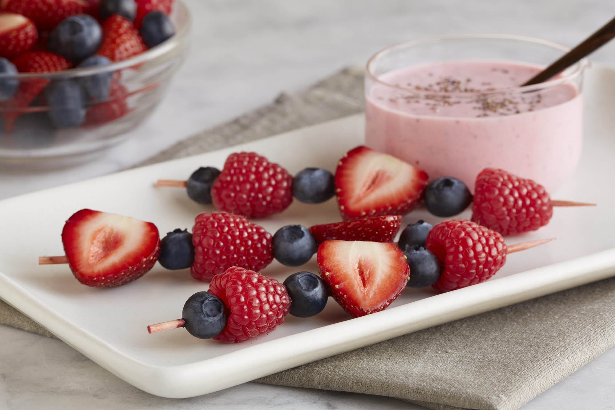 Berry Skewers with Chia Seed Dip