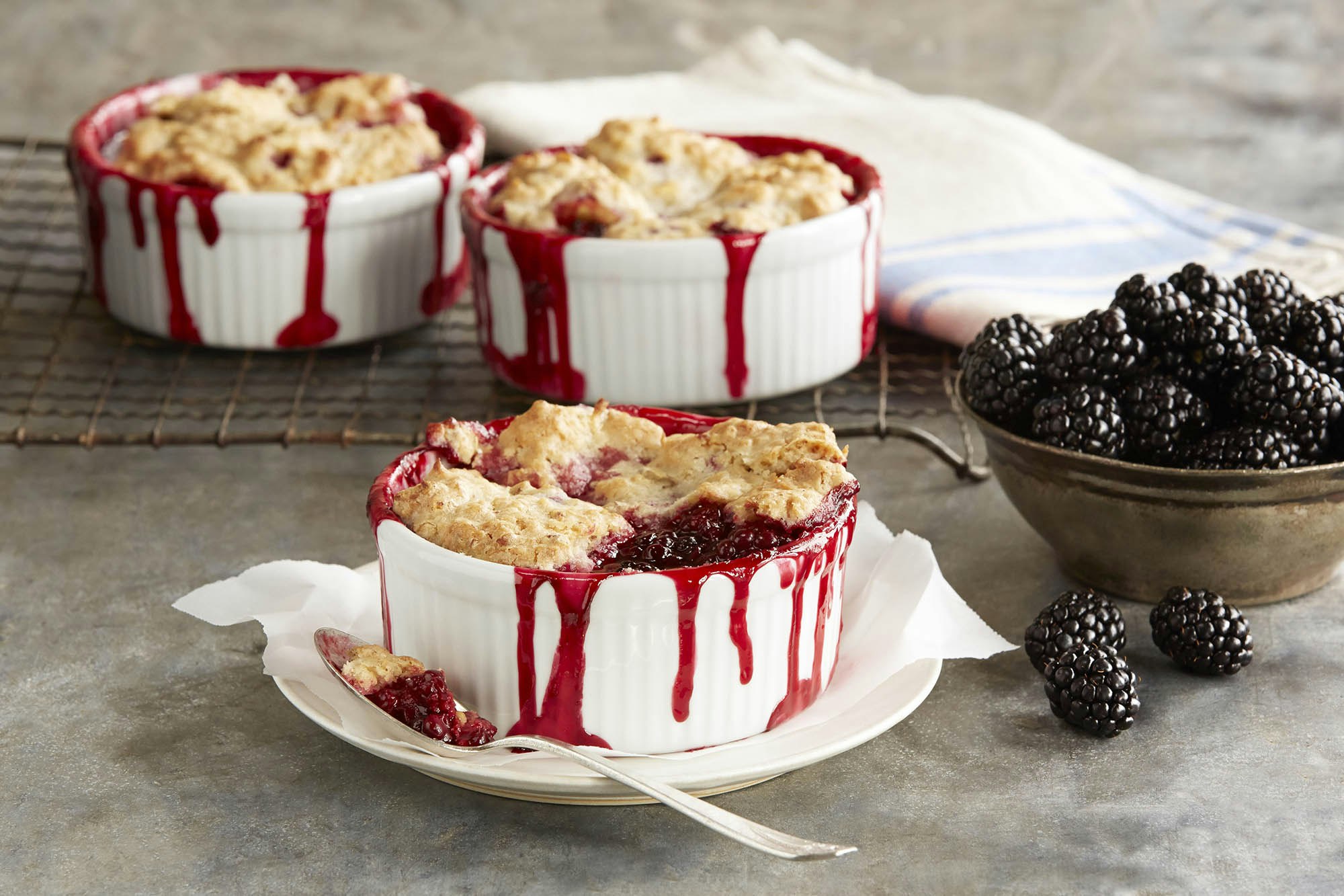 Three cups of blackberry cobbler