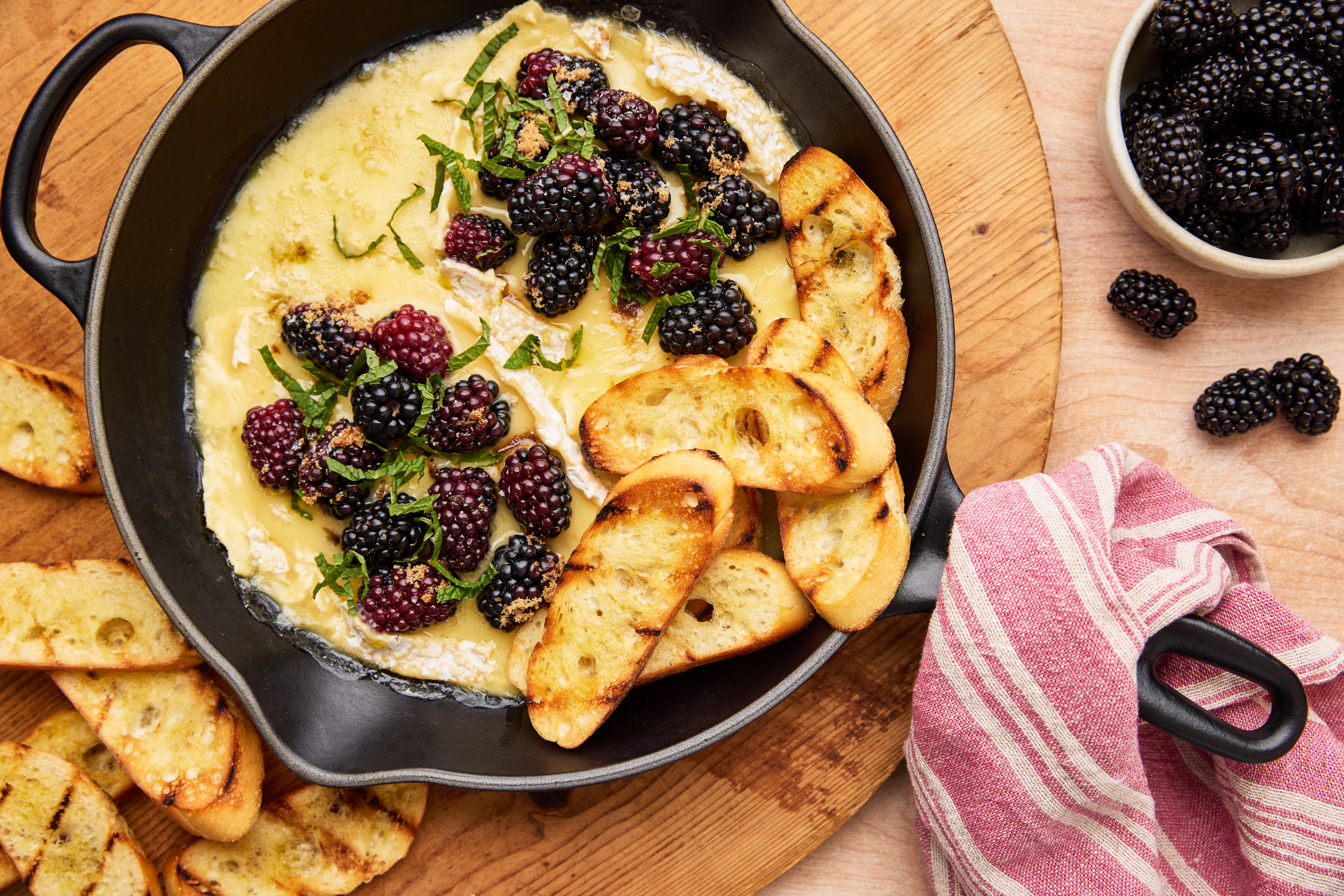 Grilled Camembert with Blackberries and Mint