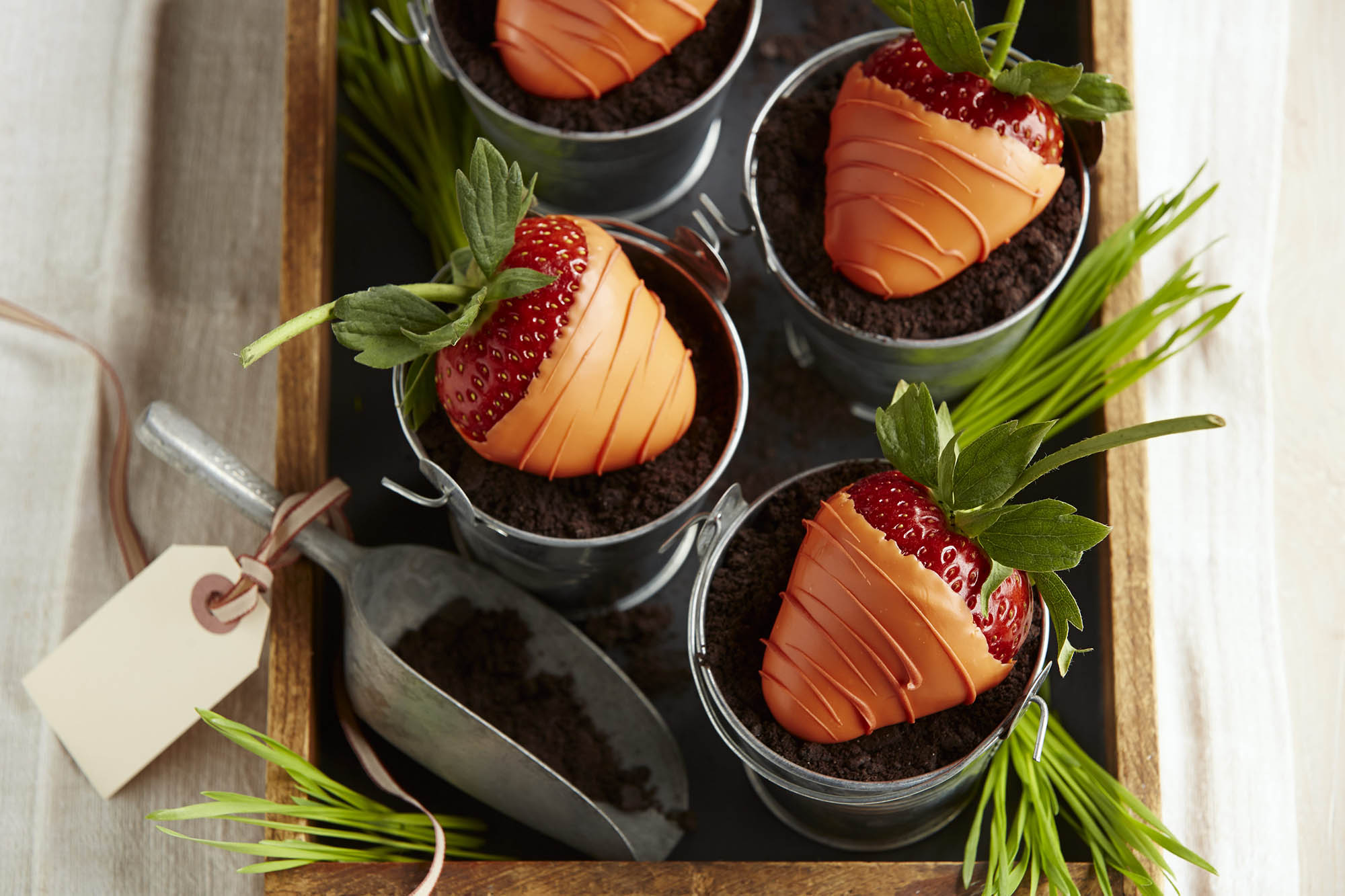 Chocolate Covered Strawberry Carrots in Chocolate Dirt