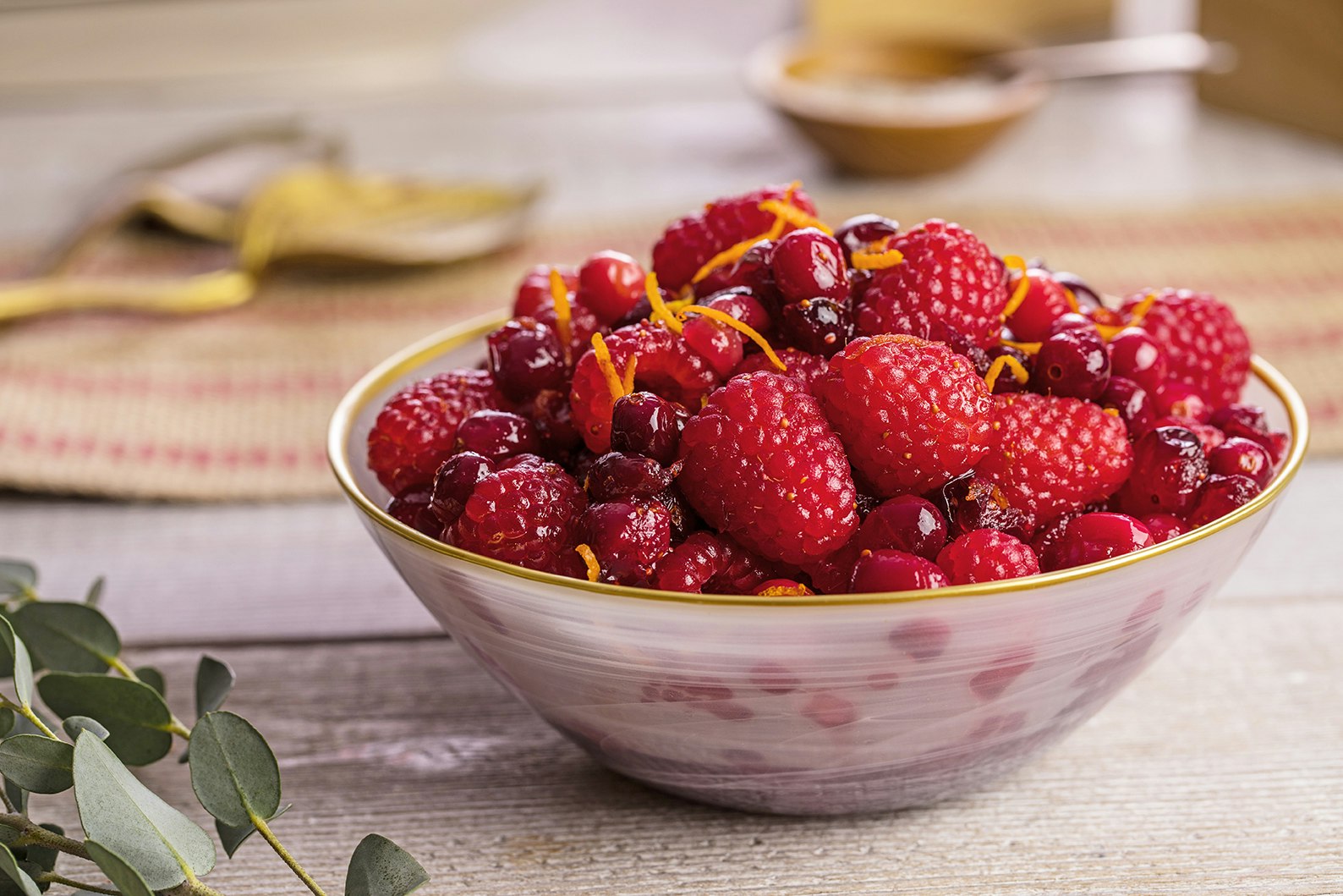 A bowl of cranberry and raspberry sauce