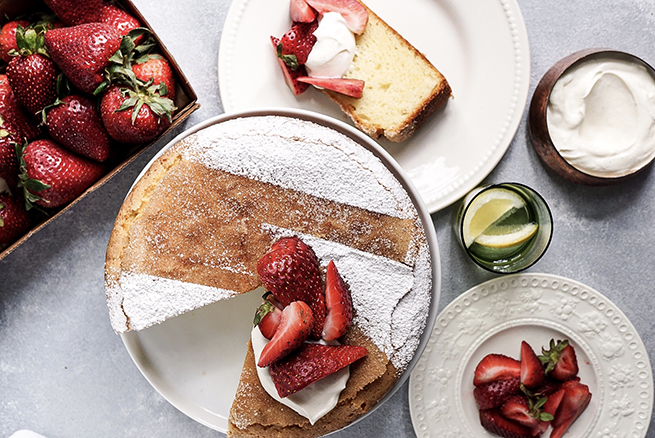 Lemon Yogurt Cake Recipe with Fresh Strawberries