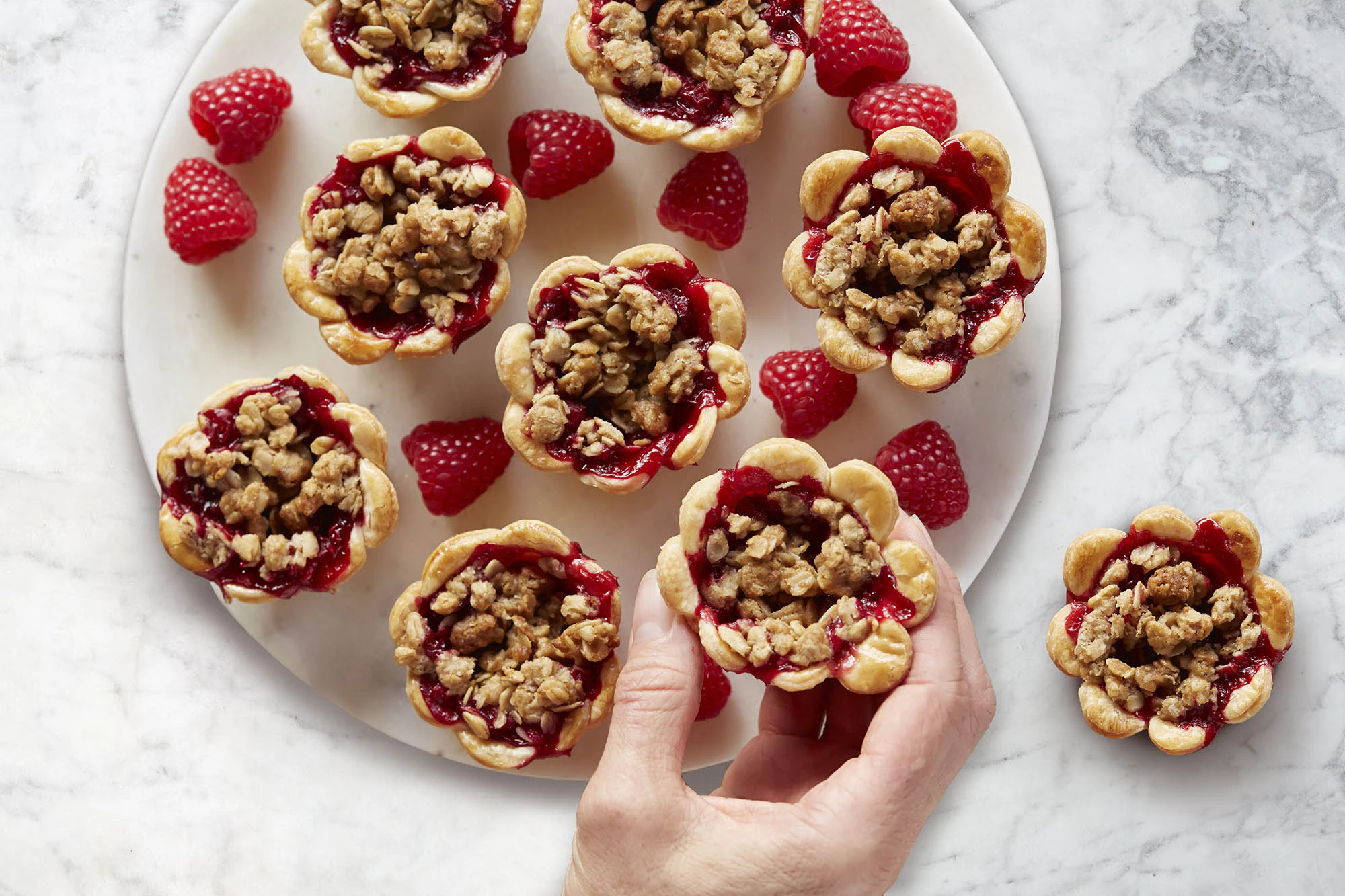 Mini Raspberry-Cranberry Crumb Pies