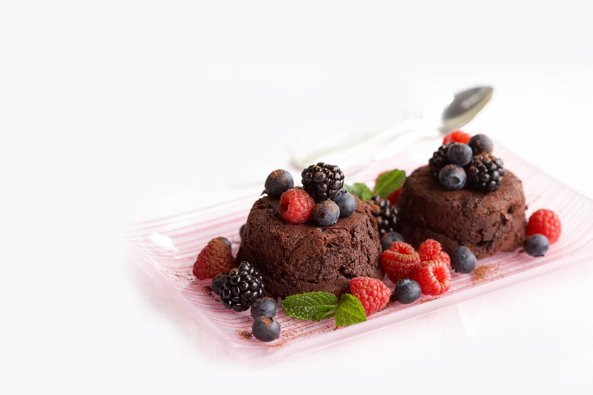 Mixed Berry Chocolate Molten Cakes