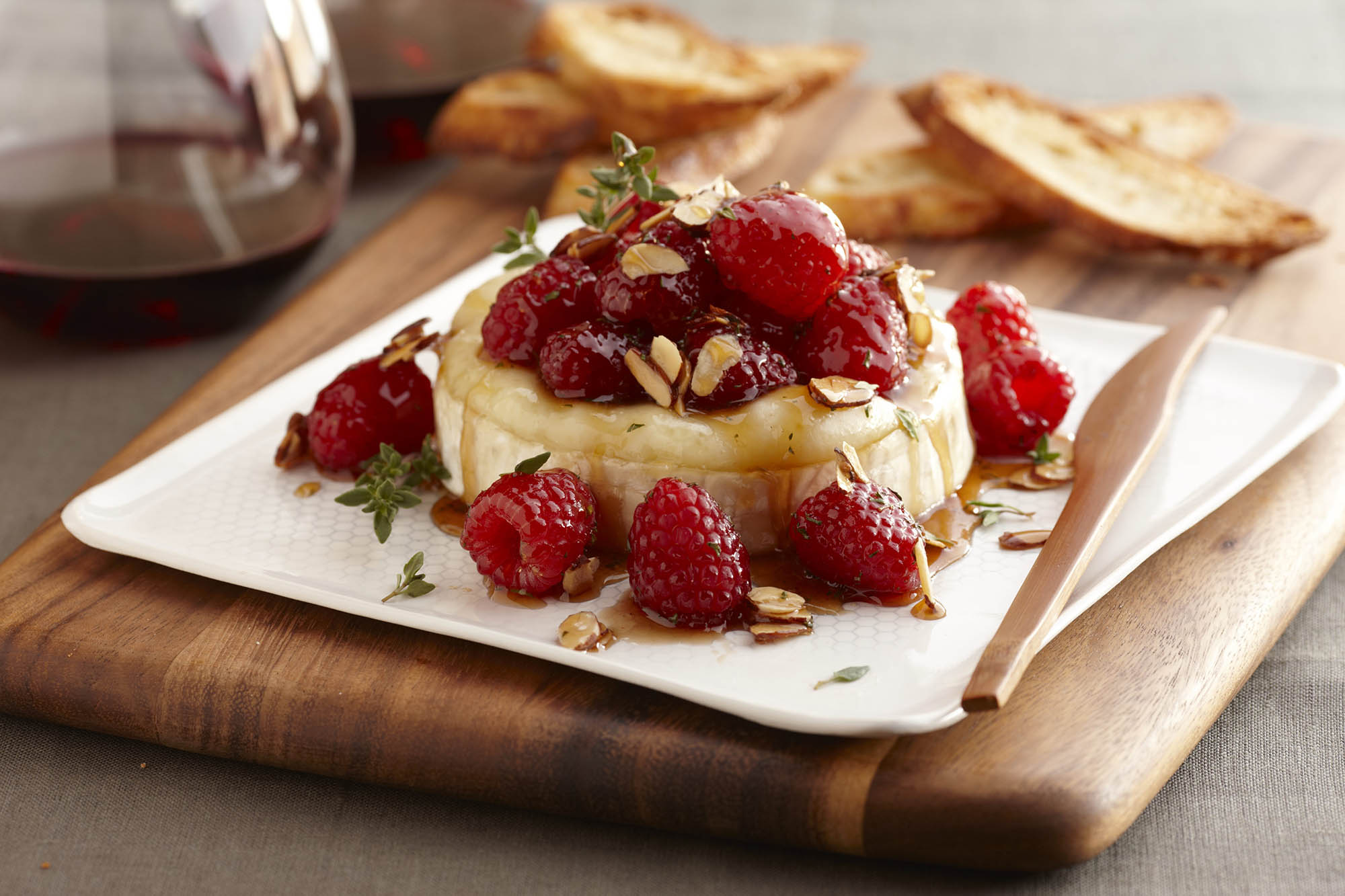 Raspberry Brie with Honey & Almonds