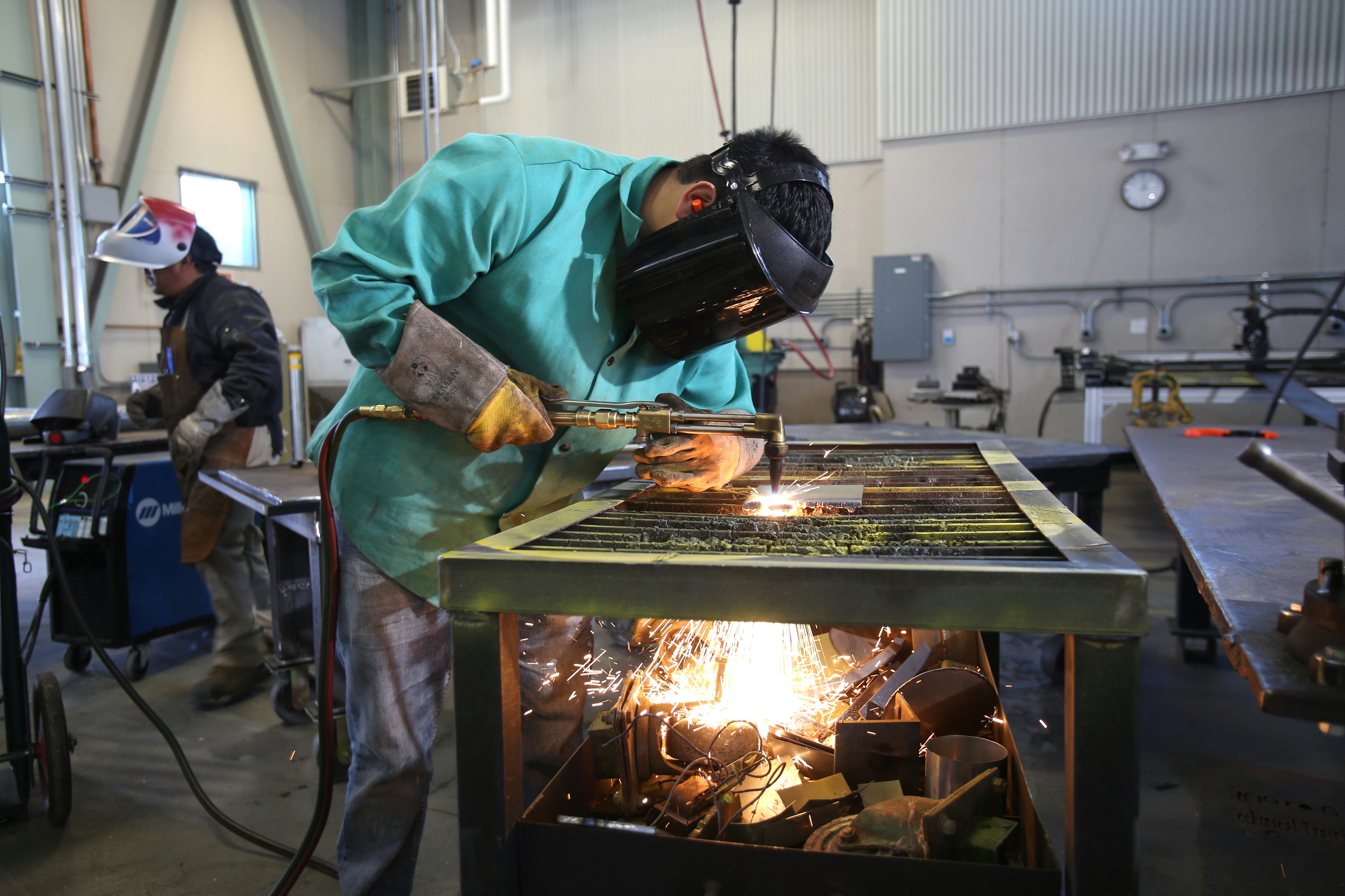 students welding